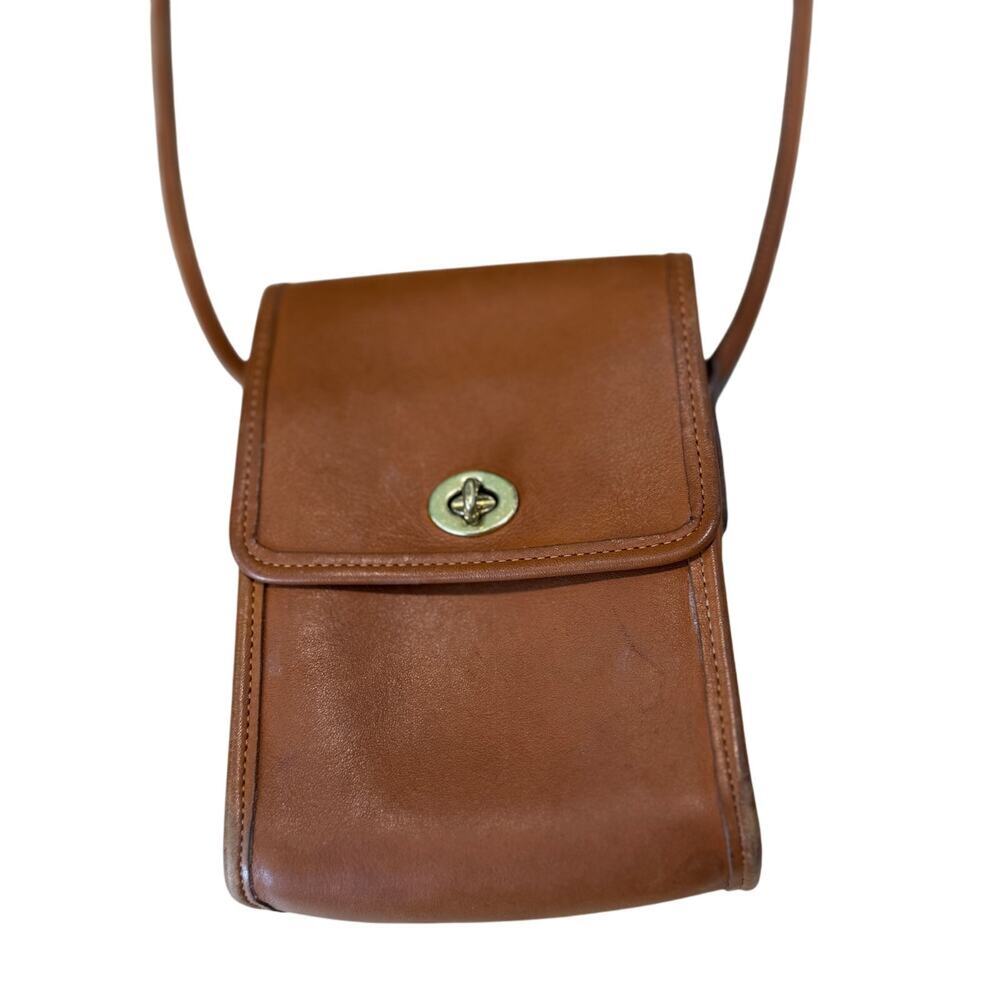 Vintage Coach Leather Crossbody Scooter Bag Tan RARE - Picture 6 of 14
